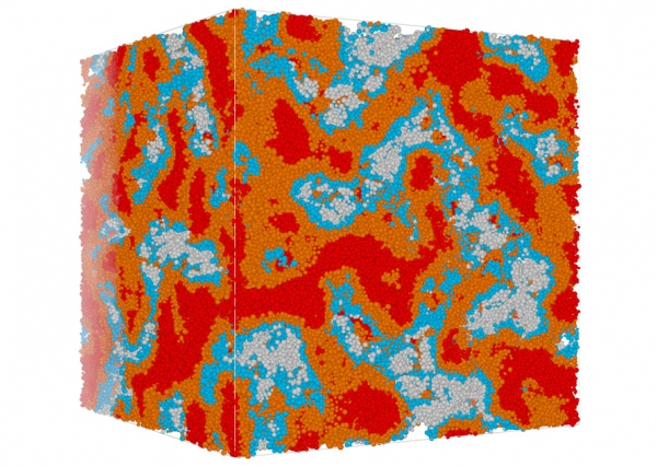  This image of a simulated concrete sample shows the 'packing fraction' which describes the fraction of the volume that is filled with solid material.